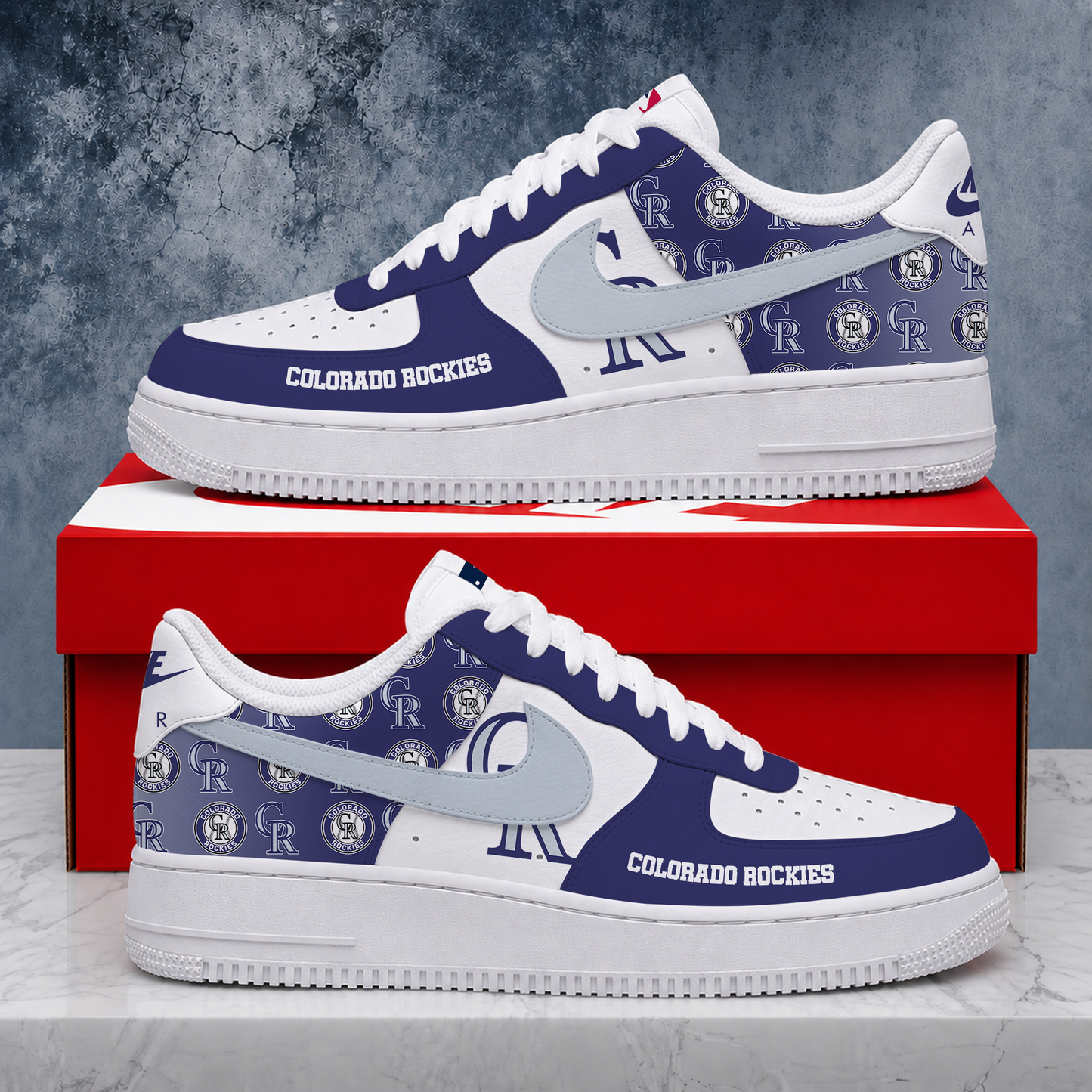 VIRAL EDITION - NEW CUSTOMIZED MLB30 COR COLORADO ROCKIES AF1 SHOES