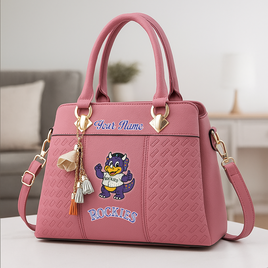 LIMITED EDITION - NEW CUSTOMIZED MLB30 COR CL ROCKIES ZIP HANDBAG MULTICOLOR