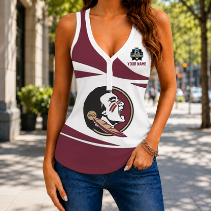 LIMITED EDITION - NEW CUSTOMIZED NCAA CWS30 FLS FLORIDA STATE SEMINOLES WOMEN'S V-NECK TANK TOP