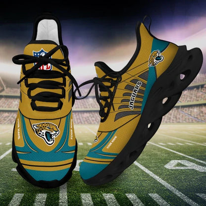 SPECIAL EDITION - NEW CUSTOMIZED NFL30 JSJ JACKSONVILLE JAGUARS UNISEX MAX SOUL SHOES