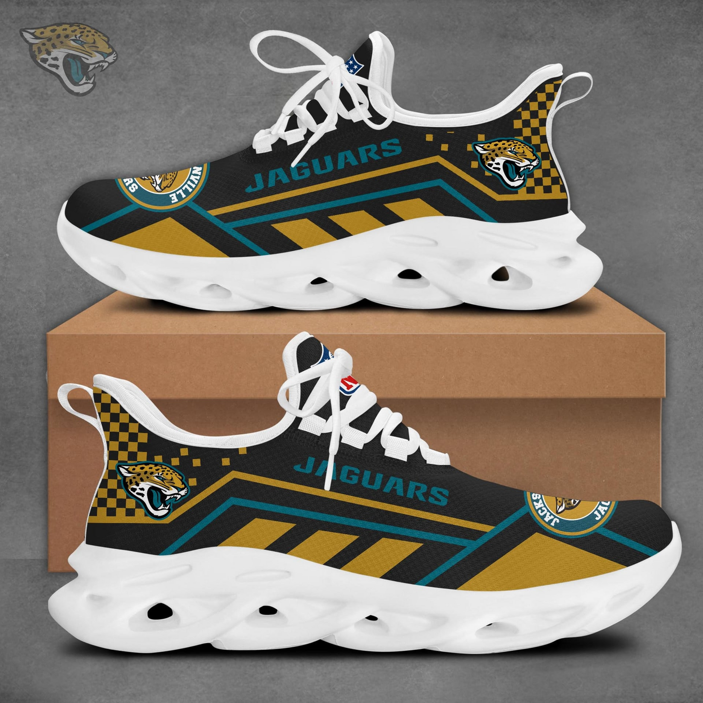 LIMITED EDITION - NEW CUSTOMIZED NFL30 JSJ JACKSONVILLE JAGUARS MAX SOUL SHOES