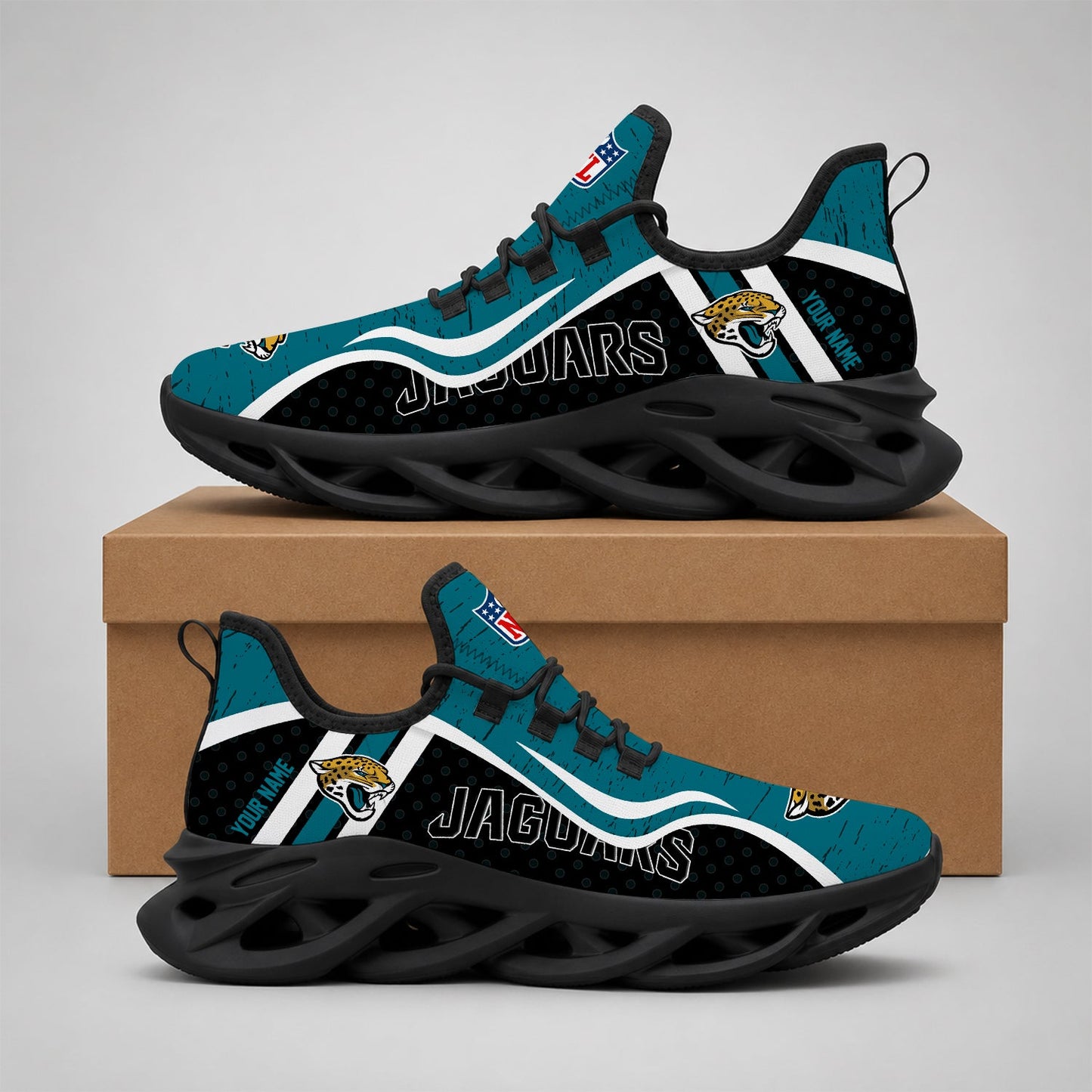 LIMITED EDITION - NEW CUSTOMIZED NFL30 JSJ JACKSONVILLE JAGUARS MAX SOUL SHOES