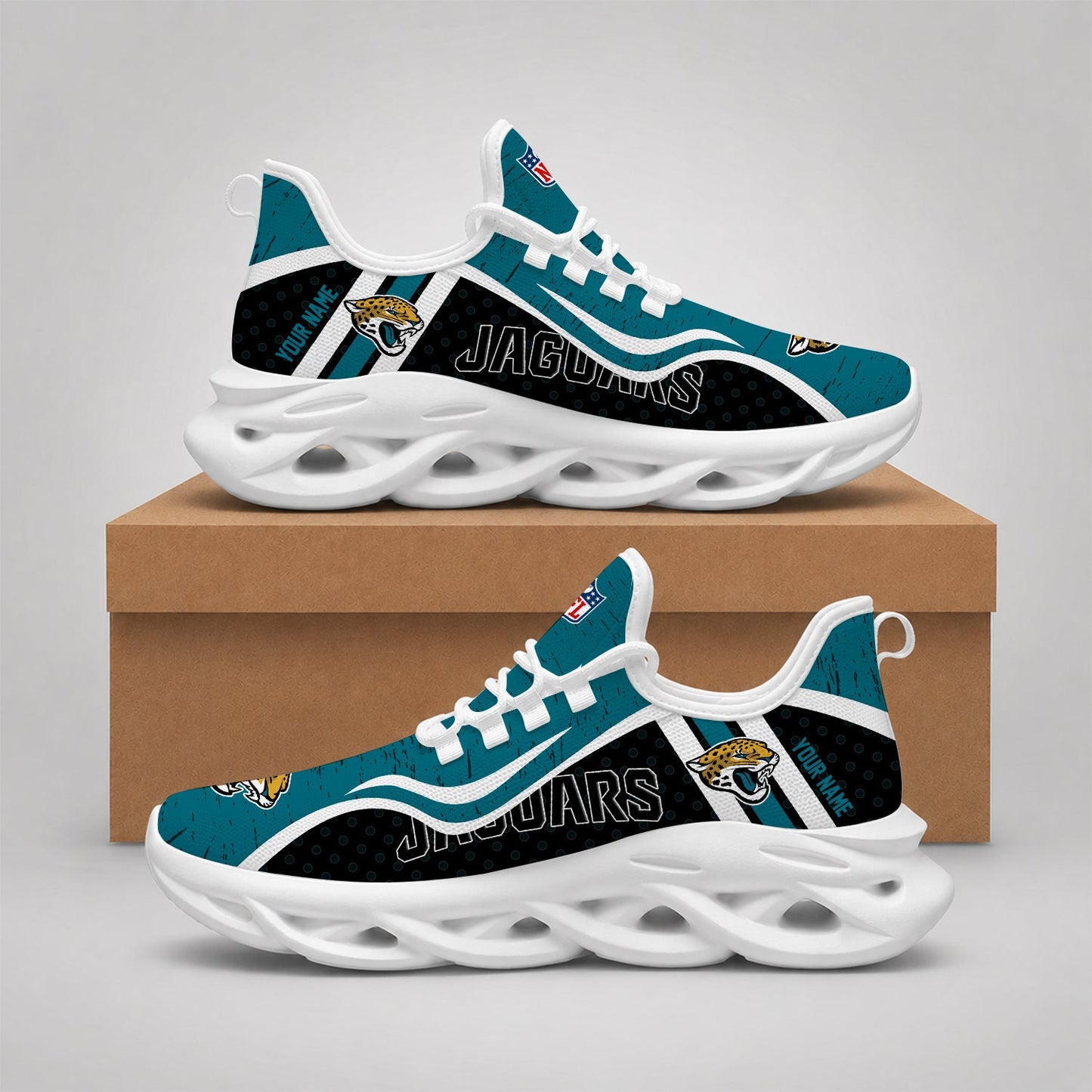 LIMITED EDITION - NEW CUSTOMIZED NFL30 JSJ JACKSONVILLE JAGUARS MAX SOUL SHOES