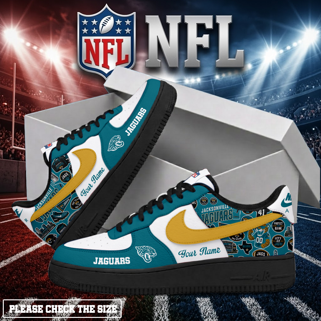 FINAL SALE - NEW CUSTOMIZED NFL30 JSJ JACKSONVILLE JAGUARS AF1 SHOES