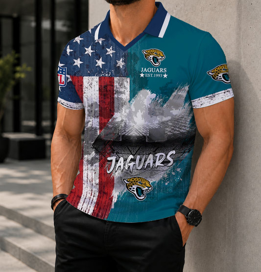 FINAL SALE - NEW CUSTOMIZED NFL30 JSJ JACKSONVILLE JAGUARS POLO SHIRT