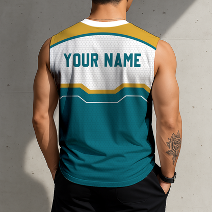FINAL SALE - NEW CUSTOMIZED NFL30 JSJ JACKSONVILLE JAGUARS MEN'S GYM SHIRT