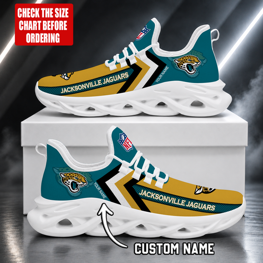 FINAL SALE - NEW CUSTOMIZED NFL30 JSJ JACKSONVILLE JAGUARS UNISEX MAX SOUL SHOES