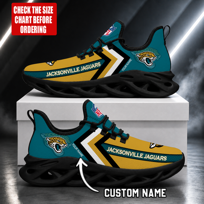 FINAL SALE - NEW CUSTOMIZED NFL30 JSJ JACKSONVILLE JAGUARS UNISEX MAX SOUL SHOES