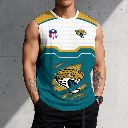FINAL SALE - NEW CUSTOMIZED NFL30 JSJ JACKSONVILLE JAGUARS MEN'S GYM SHIRT