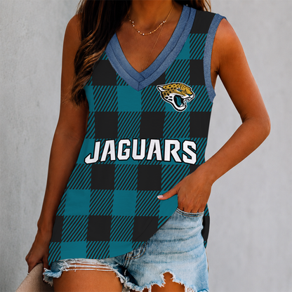 FLASH SALE - NEW CUSTOMIZED NFL30 JSJ JACKSONVILLE JAGUARS WOMEN'S V-NECK TANK TOP
