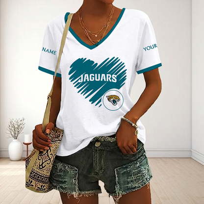 LIMITED EDITION - NEW CUSTOMIZED NFL30 JSJ JACKSONVILLE JAGUARS V-NECK FEMALE SHIRT