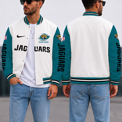SPECIAL EDITION - NEW CUSTOMIZED NFL30 JSJ JACKSONVILLE JAGUARS SATIN VARSITY & BASEBALL JACKET