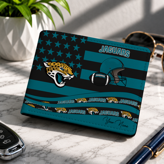 FINAL SALE - NEW CUSTOMIZED NFL30 JSJ JACKSONVILLE JAGUARS LEATHER WALLET