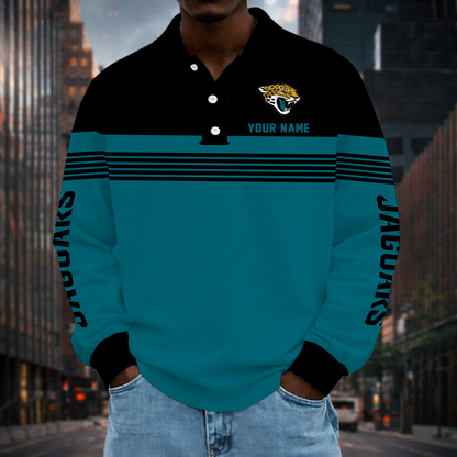 EXCLUSIVE EDITION - NEW CUSTOMIZED NFL30 JSJ JACKSONVILLE JAGUARS LONG SLEEVE POLO SHIRT