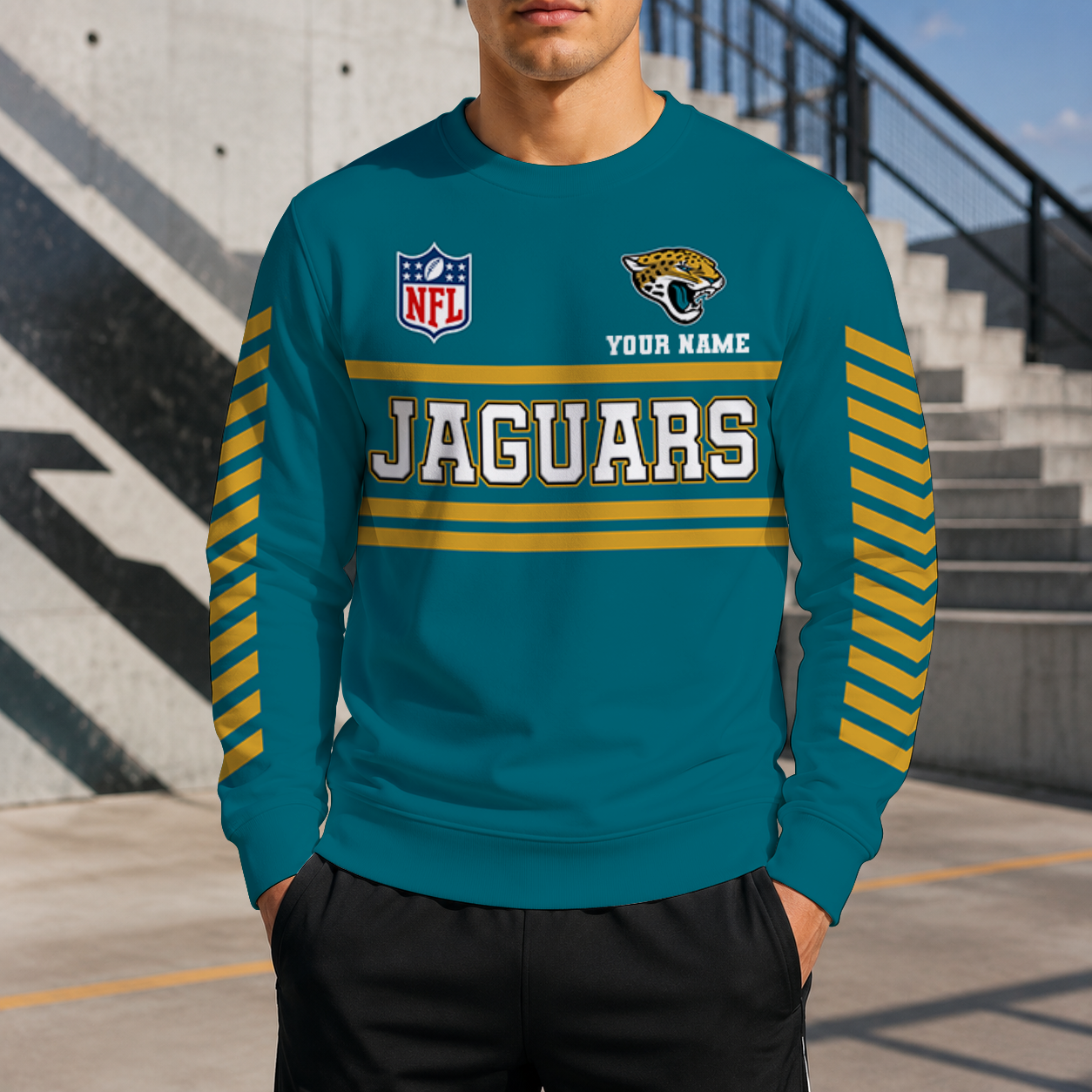 FINAL SALE - NEW CUSTOMIZED NFL30 JSJ JACKSONVILLE JAGUARS UNISEX SWEATSHIRT