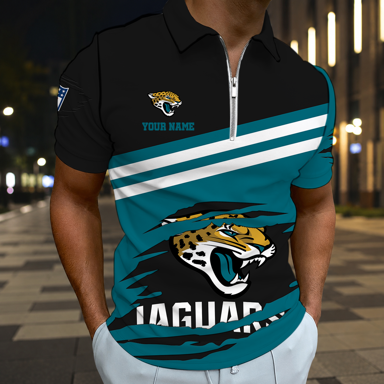 FINAL SALE - NEW CUSTOMIZED NFL30 JSJ JACKSONVILLE JAGUARS T-SHIRT, POLO SHIRT, ZIP POLO SHIRT, SWEATSHIRT, HOODIE & ZIP HOODIE