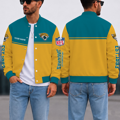 FINAL SALE - NEW CUSTOMIZED NFL30 JSJ JACKSONVILLE JAGUARS SATIN VARSITY & BASEBALL JACKET