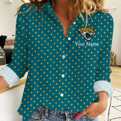 SPECIAL EDITION - NEW CUSTOMIZED NFL30 JSJ JACKSONVILLE JAGUARS WOMEN CASUAL SHIRT