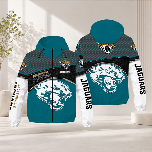 HOT DEAL - NEW CUSTOMIZED NFL30 JSJ JACKSONVILLE JAGUARS WINDBREAKER JACKET