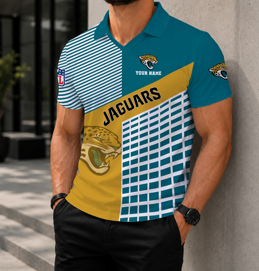 FINAL SALE - NEW CUSTOMIZED NFL30 JSJ JACKSONVILLE JAGUARS POLO SHIRT