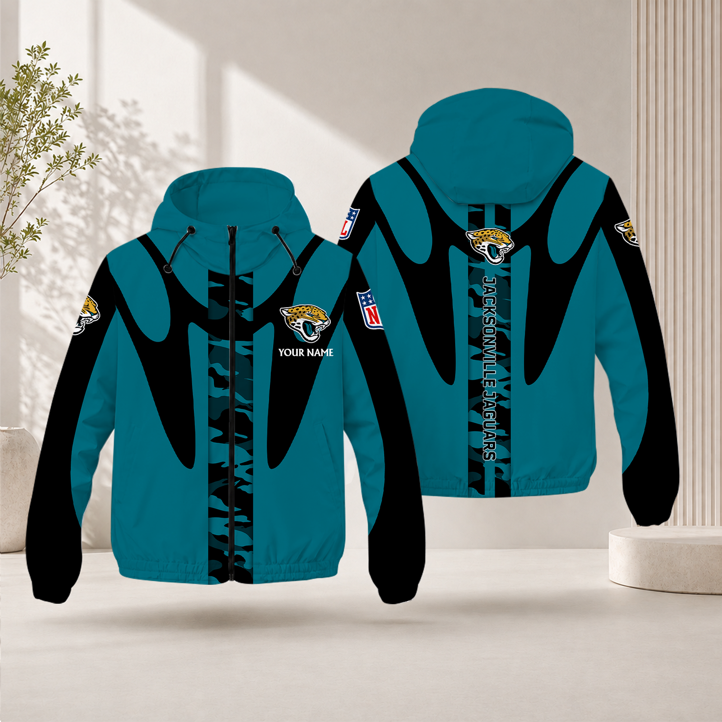 FLASH SALE - NEW CUSTOMIZED NFL30 JSJ JACKSONVILLE JAGUARS WINDBREAKER JACKET