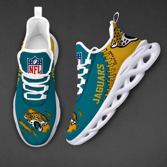 FINAL SALE - NEW CUSTOMIZED NFL30 JSJ JACKSONVILLE JAGUARS UNISEX MAX SOUL SHOES
