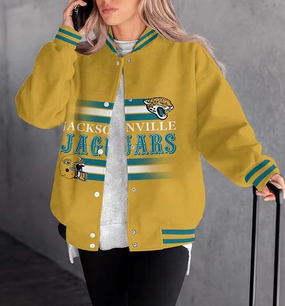 FINAL SALE - NEW CUSTOMIZED NFL30 JSJ JACKSONVILLE JAGUARS SATIN VARSITY & BASEBALL JACKET