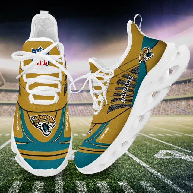 SPECIAL EDITION - NEW CUSTOMIZED NFL30 JSJ JACKSONVILLE JAGUARS UNISEX MAX SOUL SHOES