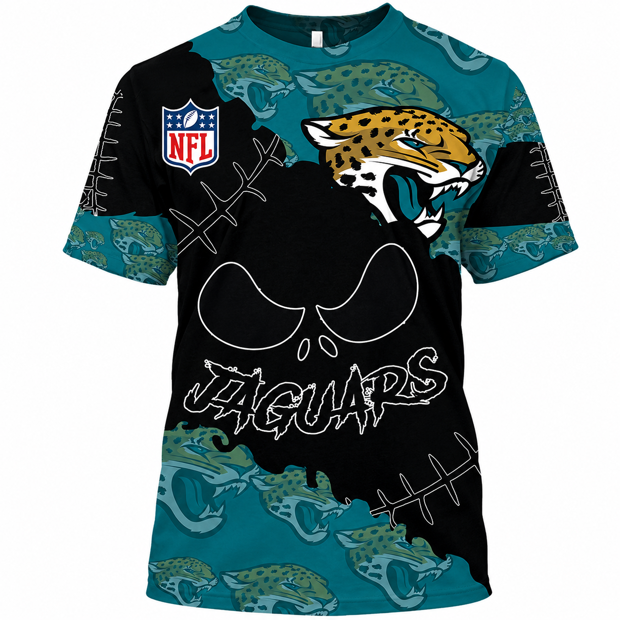 SPECIAL EDITION - NEW CUSTOMIZED NFL30 JSJ JACKSONVILLE JAGUARS HALLOWEEN SKULL APPAREL FOR FANS