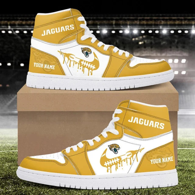 EXCLUSIVE EDITION - NEW CUSTOMIZED NFL30 JSJ JACKSONVILLE JAGUARS AIR JORDAN SNEAKERS