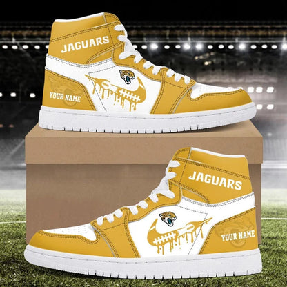 EXCLUSIVE EDITION - NEW CUSTOMIZED NFL30 JSJ JACKSONVILLE JAGUARS AIR JORDAN SNEAKERS