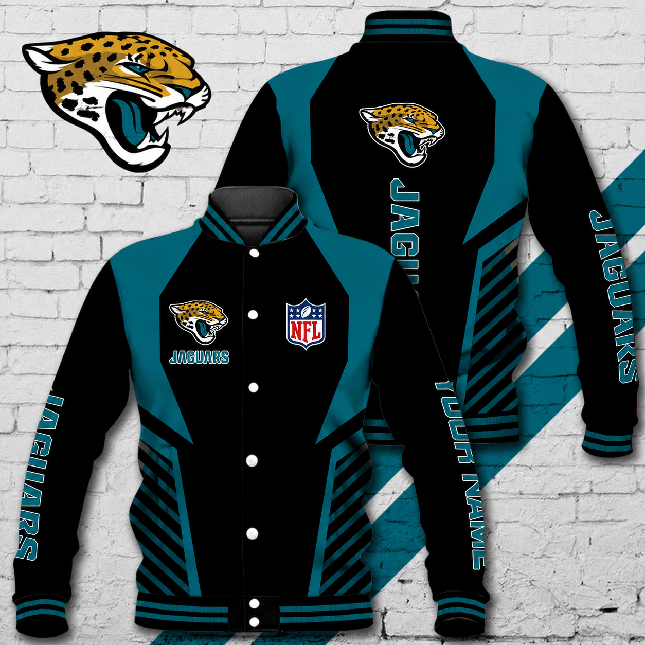 LIMITED EDITION - NEW CUSTOMIZED NFL30 JSJ JACKSONVILLE JAGUARS SATIN VARSITY & BASEBALL JACKET