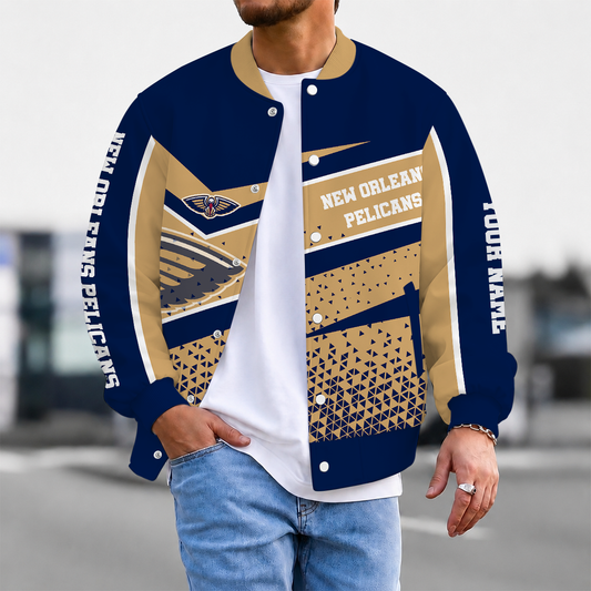 FLASH SALE - NEW CUSTOMIZED NBA30 NOP NEW ORLEANS PELICANS BASEBALL JACKET, SATIN VARSITY JACKET