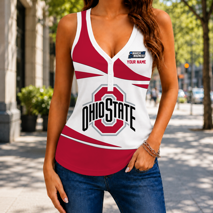 VIRAL EDITION - NEW CUSTOMIZED NCAA MAM30 OSB OHIO STATE BUCKEYES WOMEN'S V-NECK TANK TOP