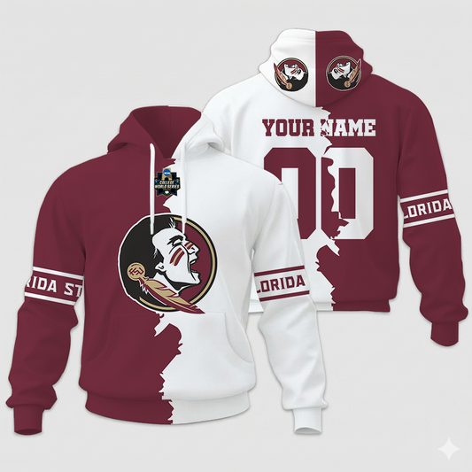 MEGA SALE - NEW CUSTOMIZED COLLEGE WORLD SERIES NCAA30 FLORIDA STATE SEMINOLES UNISEX HOODIE & ZIP HOODIE