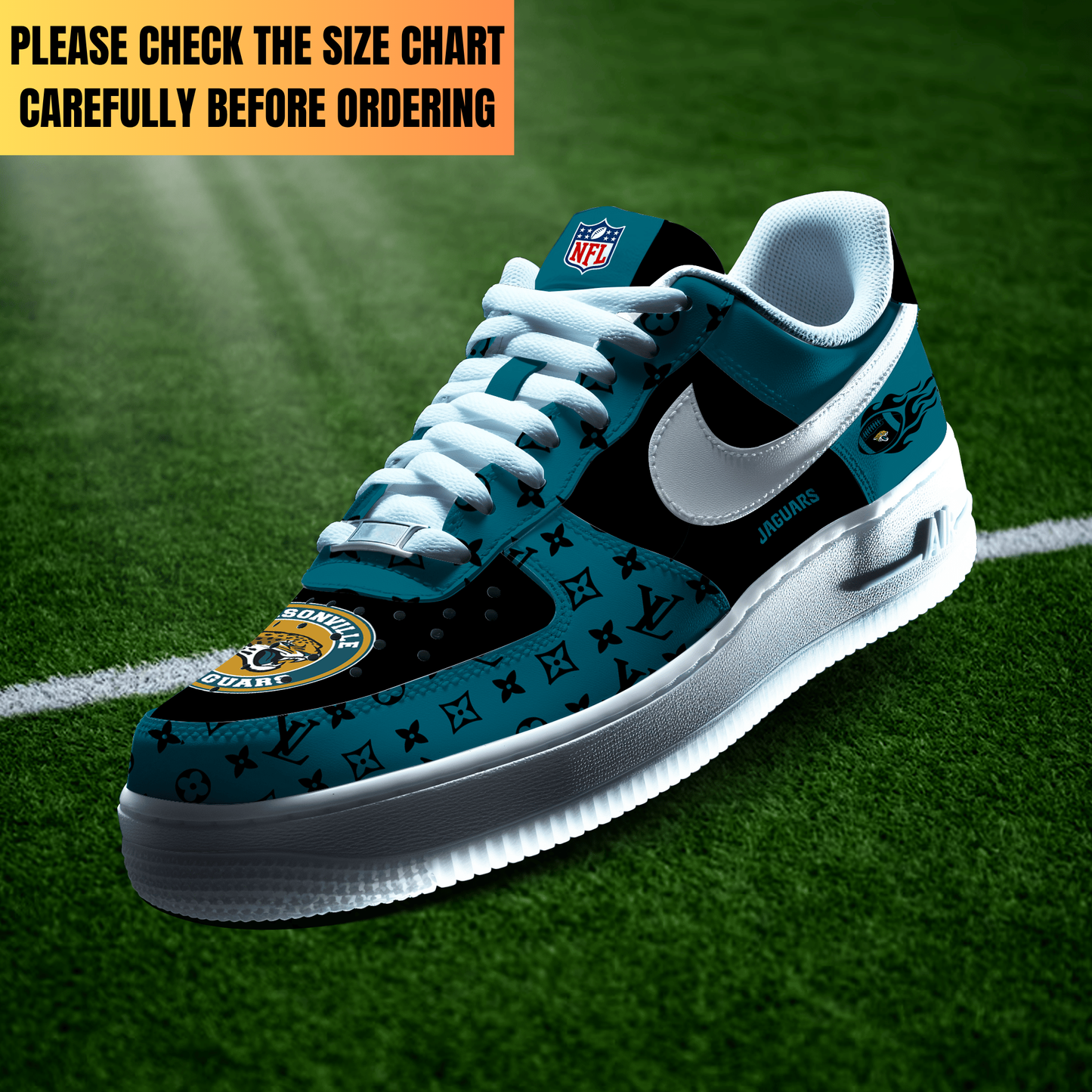 VIRAL EDITION - NEW CUSTOMIZED NFL30 JSJ JACKSONVILLE JAGUARS AF1 SHOES