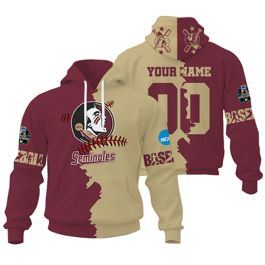 FINAL CLEARANCE - NEW CUSTOMIZED COLLEGE WORLD SERIES NCAA30 FLORIDA STATE SEMINOLES UNISEX HOODIE & ZIP HOODIE