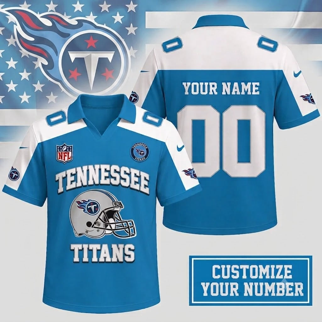 HOT DEAL - NEW CUSTOMIZED NFL31 TST TENNESSEE TITANS POLO SHIRT
