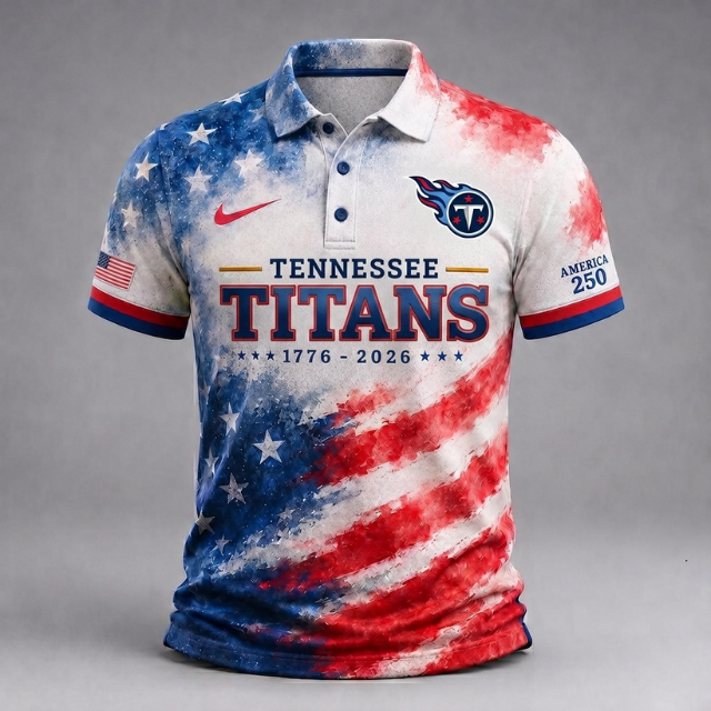 LIMITED EDITION - NEW CUSTOMIZED NFL31 TST TENNESSEE TITANS USA 250TH ANNIVERSARY POLO SHIRT, ZIP POLO SHIRT & T-SHIRTS