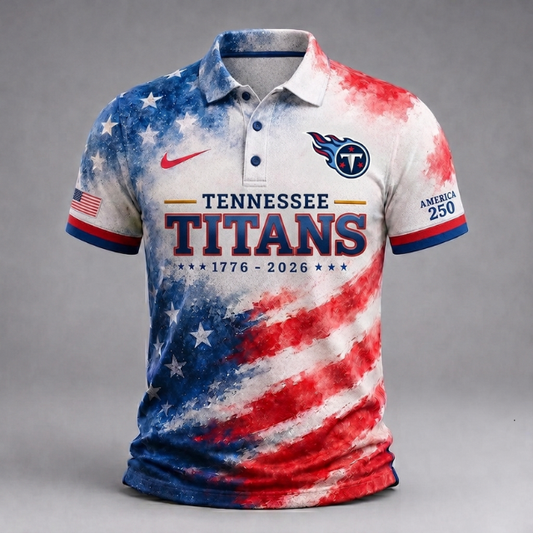LIMITED EDITION - NEW CUSTOMIZED NFL31 TST TENNESSEE TITANS USA 250TH ANNIVERSARY POLO SHIRT, ZIP POLO SHIRT & T-SHIRTS
