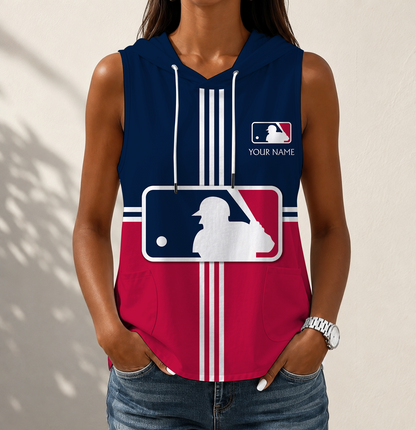 VIRAL EDITION - NEW CUSTOMIZED MLB31 MLB MAJOR LEAGUE BASEBALL WOMEN'S SLEEVELESS HOODED POCKET TANK TOP