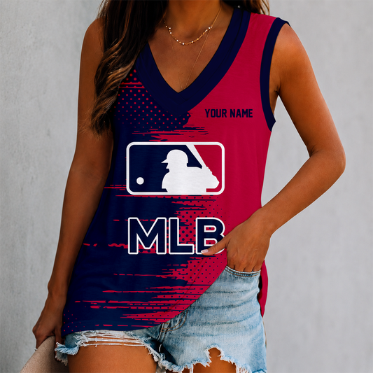 FINAL SALE - NEW CUSTOMIZED MLB31 MAJOR LEAGUE BASEBALL WOMEN'S V-NECK TANK TOP