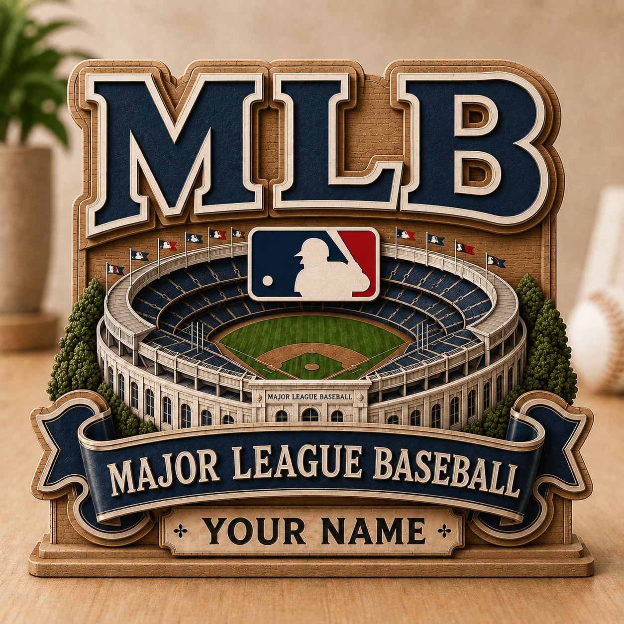 FLASH SALE - NEW CUSTOMIZED MLB31 MAJOR LEAGUE BASEBALL 3-LAYER WOODEN BLOCK