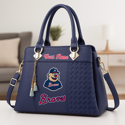 LIMITED EDITION - NEW CUSTOMIZED MLB09 ABS AT BRAVES ZIP HANDBAG MULTICOLOR
