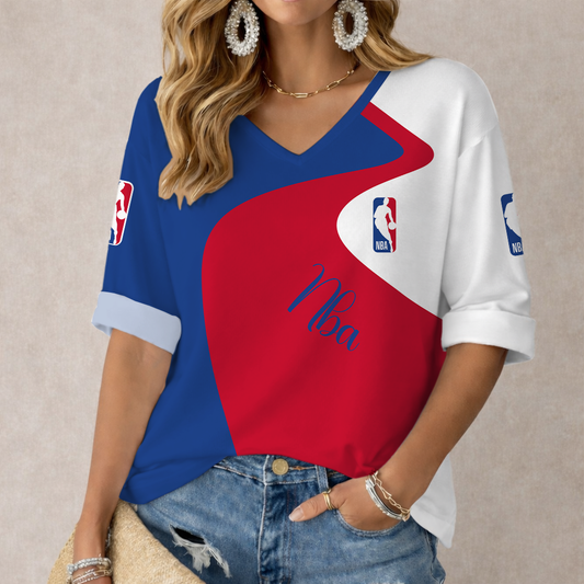 FINAL SALE - NEW CUSTOMIZED NBA31 NATIONAL BASKETBALL ASSOCIATION WOMEN'S V-NECK LONG SLEEVE SHIRT