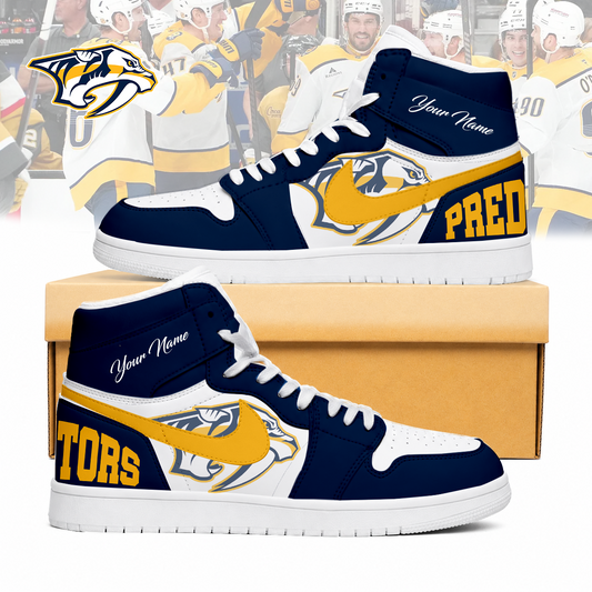 FINAL SALE - NEW CUSTOMIZED NHL31 NVP NASHVILLE PREDATORS AIR JORDAN SNEAKERS