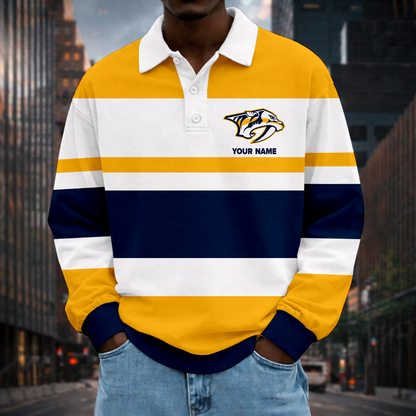 LIMITED EDITION - NEW CUSTOMIZED NHL31 NVP NV PREDATORS MEN LONG SLEEVE POLO