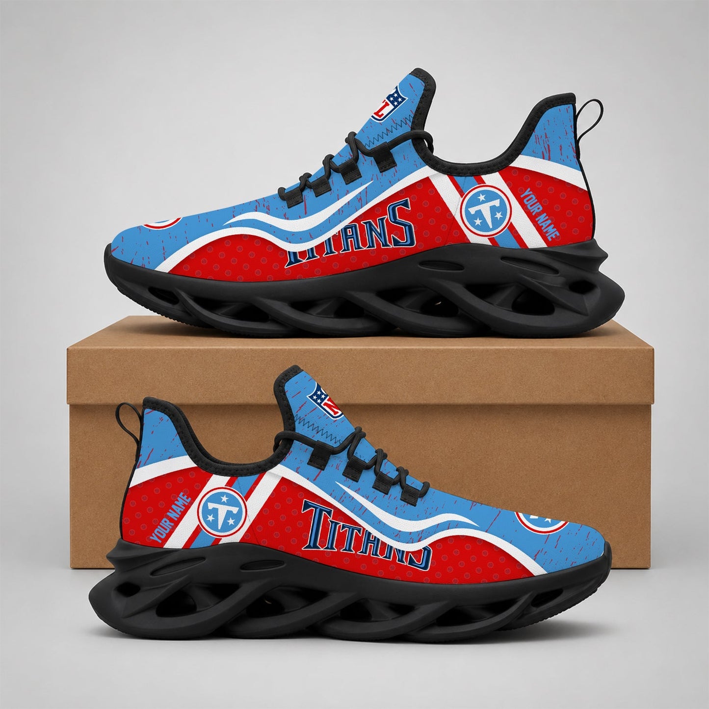 LIMITED EDITION - NEW CUSTOMIZED NFL31 TST TENNESSEE TITANS MAX SOUL SHOES