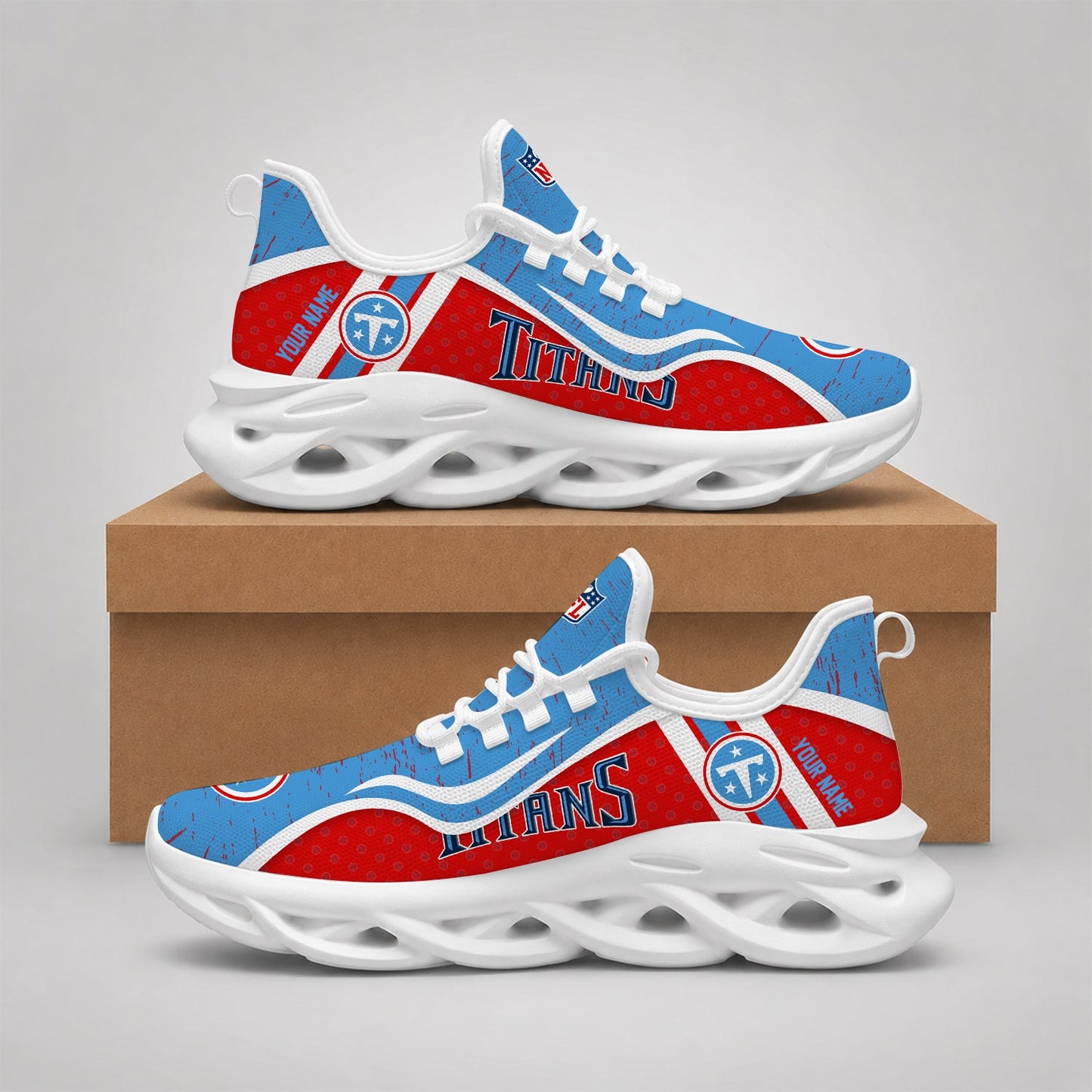 LIMITED EDITION - NEW CUSTOMIZED NFL31 TST TENNESSEE TITANS MAX SOUL SHOES