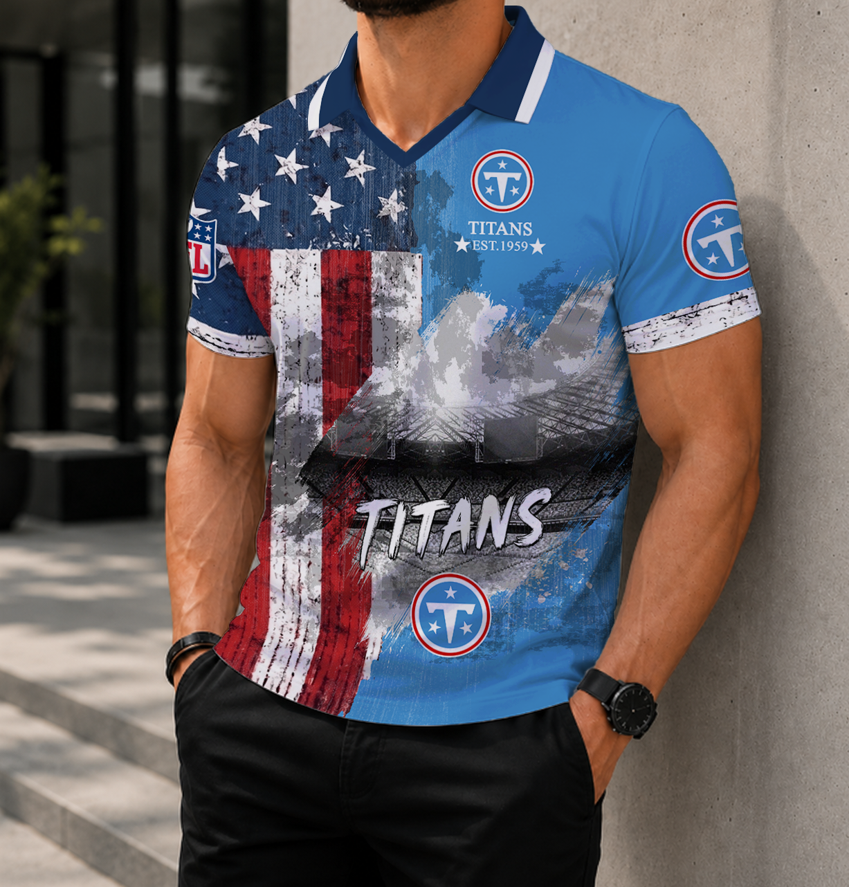 FINAL SALE - NEW CUSTOMIZED NFL31 TST TENNESSEE TITANS POLO SHIRT